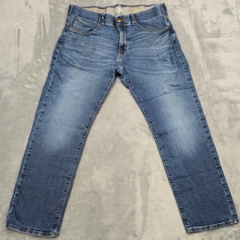 Lee Slim Straight Mens Size 36x29 Jeans Medium Wash Denim Blue